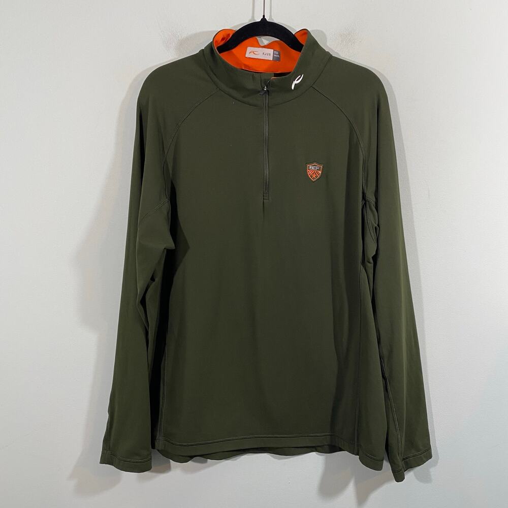 Kjus Men Dark Green Curve Half Zip Golf Athletic Pullover Top Size 2XL